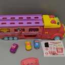 Car Toys for Age 2 3 4 5 6 7 Year Girl Toddler, Foldable Track & 2 Player Race Mode Game, Light & Sound Push Transport Carrier Truck W/ 6 Princess Car, Birthday Gift Idea for Kid