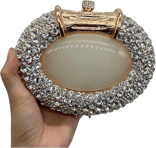 XNSYMJD Stones Clutch Women Luxury Crystal Evening Bag Rhinestone Evening Bag for Party and Wedding Unique Agate Stones Evening Bags Gold