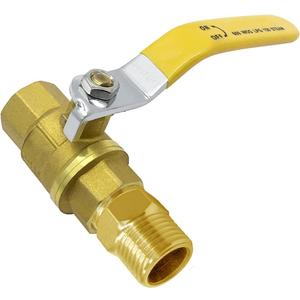 Brass 1/2" NPT Female Shut-Off Ball Valve and 1/2" NPT Male Nipple Connector for Water Fuel Air
