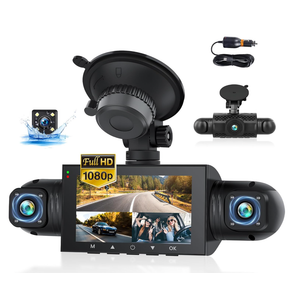 Dash Cam 4 Channel, Dash Cam Front and Rear Camera, Left Right Dash Camera for Cars, 3" IPS, 1080P Video, 8 IR Lamps Night Vision, WiFi & APP Control, G-Sensor, Parking Mode, Loop Recording