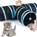 Foldable Cat Tunnels With Toy Ball - Indoor Play Tube for Large Cats, Kittens, and Rabbits (3 Way)