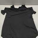 Amoretu Women's Short Sleeve Shirts Cold Shoulder Tops V Neck Blouse Tunic Shirts (Black, M)