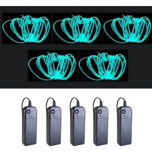 MaxLax EL Wire Ice Blue 5-Pack, 9ft/2.75m Neon Light Wire with Noise Reduction and Battery Pack MaxLax EL Wire Ice Blue 5-Pack, 9ft/2.75m Neon Light Wire with Noise Reduction and Battery Pack