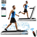 SuperFit 4.75HP 2 In 1 Folding Treadmill W/Remote APP, Silver