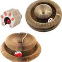 2 Pack Kitty Kurls Cat Scratcher, Magic Organ Cat Toy Scratching Board with Bell Balls, Reversible Corrugated Cardboard for Pet Claw Care