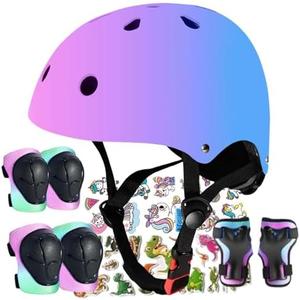FOOKCIAN  Ages 2-3-5-8-14 Years Boys Girls with Knee and Elbow Pads Wrist Guards fit Roller Skates,Skateboarding,Skating Scooter Adjustable Kids
