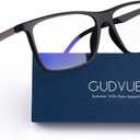 GUDVUE Mens Blue Light Glasses Rectangle Computer Glasses Gaming Glasses, Black/Gunmetal
