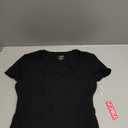 PUMIEY Women's Crew Neck Short Sleeve Tops Double Lined Slim Fit T Shirts Basic Tee Smoke Cloud Pro Collection (X-Large, Jet Black)