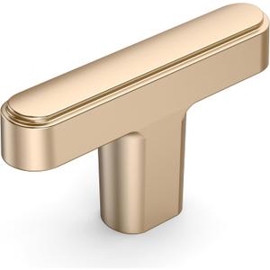 Amerdeco 10 Pack Brushed Brass Cabinet Knobs 1.46 Inch(37mm) Single Hole Cabinet Handles Rectangle Drawer Knobs and Pulls for Bathroom Cabinets ZH0065