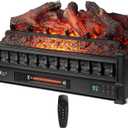 TURBRO Eternal Flame 26-Inch Infrared Quartz Electric Fireplace Log Heater, Realistic Lemonwood Logs, Adjustable Flame Colors, Remote Control, Thermostat, Timer, EF26-LG, 1500W (Black)