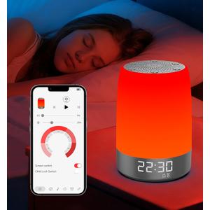Anweller Smart Red Light Therapy Sleep Device White Noise Sound Machine with 5-Level Red Night Light (620690nm) 32 White Noise Smart App Control Timer & Wake-Up Alarm Clock
