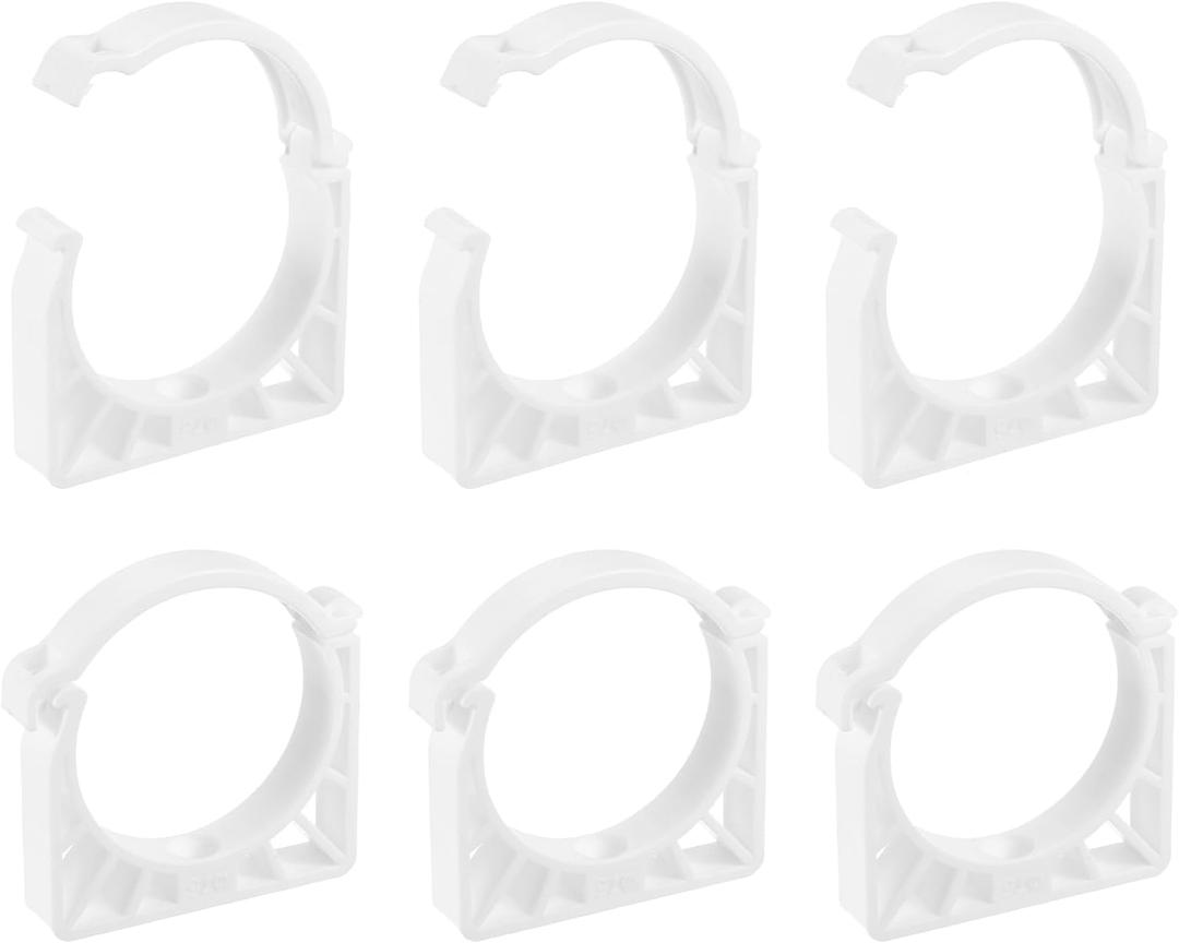 Uxcell 6Pcs PPR Water Pipe Clamps, Plastic U Shaped Pipe Clamps Clips with Fixing Clip Fit for 75mm/2.95" OD Water Pipes and Tubing Hoses Support, White