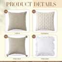 Yuntau Boho 8 Pcs Picnic Pillow Covers Only 18x18 Inch Boho Aesthetic Throw Cushion Cases Luxury Picnic for Summer Birthday Bachelorette Tea Party Brunch Beach Backyard Bed Sofa Decor