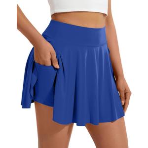 Womens Pleated Tennis Skirt High Waisted Split Athletic Running Skorts Casual Pickle Ball Golf Skirts with Pocket, Large