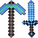 Foam Sword and Pickaxe Set Kids Role Play Toys for Halloween, Cosplay Video Game Parties