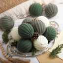 12 Pcs Sage Green Christmas Ornaments, 3.15 Inch Crochet Christmas Balls Modern Neutral Handmade Knitted Woven Cotton Baubles for Xmas Tree Rustic Farmhouse Holiday Decor (Beige, Grey, Green)