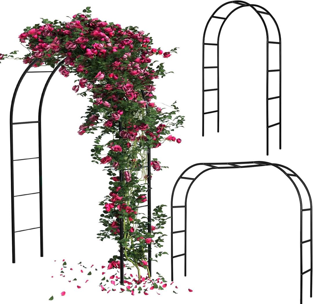 Gisafai 3 Pcs Metal Garden Arch Trellis Wedding Arches Pergola Arbor 7.9 Ft, Two Way Assemble, Durable Wedding Trellis Archway for Climbing Plants Outdoor Bridal Party Decoration (Black)