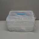 2 Layer Plastic Storage Containers with Lids, Multipurpose Clear Stack & Carry Box, Portable Craft Organizers and Storage Bin for Organizing Art & Craft, Sewing, Makeup, Nail Supplies (Blue)