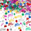 WILLBOND 3000 Pieces Happy Birthday Confetti Birthday Party Cake Confetti Metallic Foil Balloon Table Scatter Decorations for Carnival Baby Shower DIY Arts and Crafting (Multi-color)
