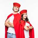 JcHrmers 3 Pcs Cartoon Costume Accessories Red Velvet Retro Hat Cape and Gloves for Men Women Halloween Cosplay Outfit