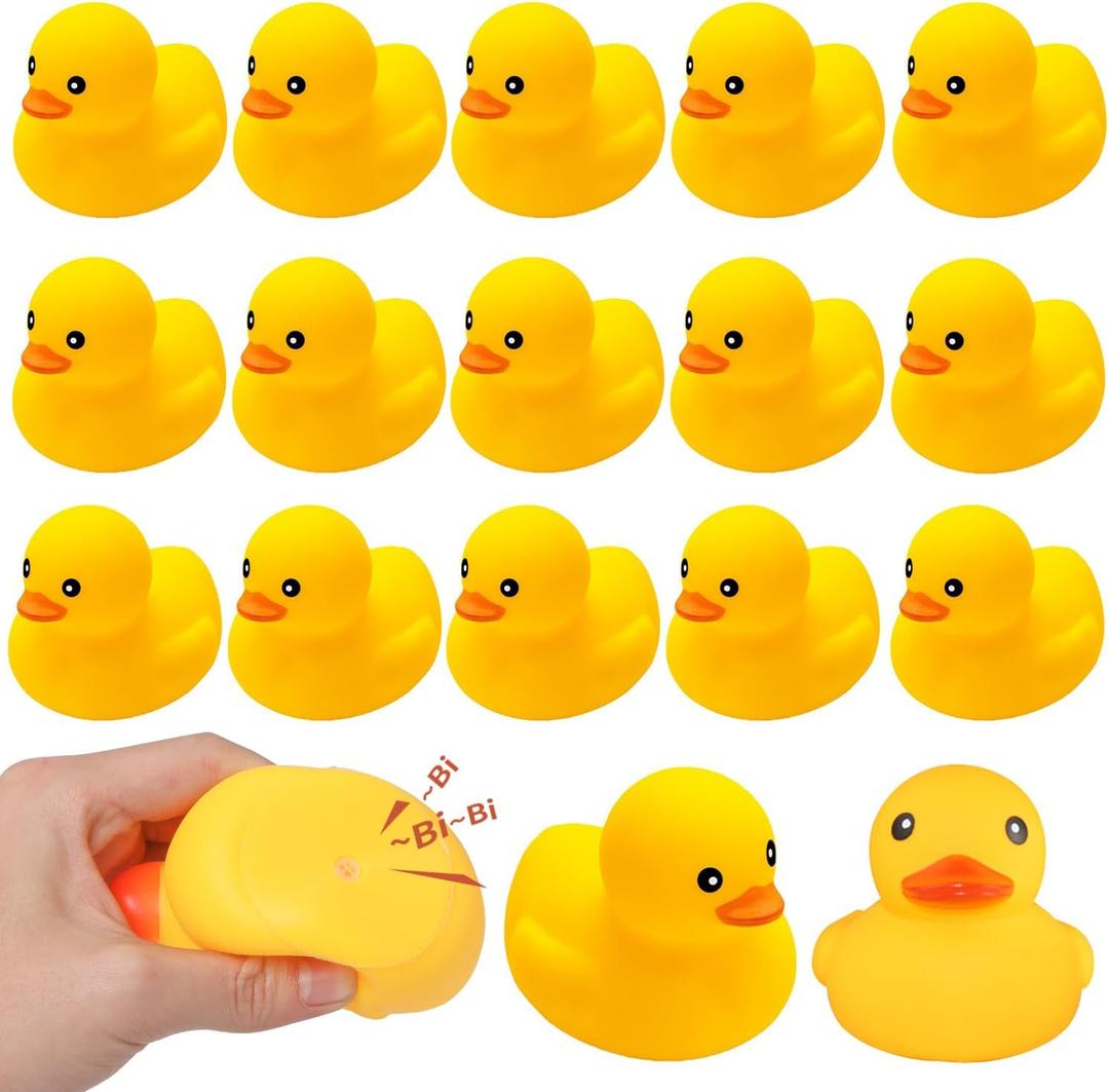 Yellow Rubber Ducks Bath Toys 20Pack, Bathtub Floating Squeaky Duck Bulk Baby Preschool Bath Toy for Baby Shower Infants Kids Toddler Birthday Party Decoration Gift (Large)