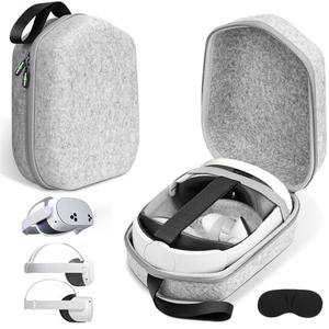 sarlar Hard Carrying Case Compatible with Meta Quest 3S/Quest 3/Oculus Quest 2/Vision Pro Official Original/Elite Strap VR Headset and Controller Accessories, Suitable for Travel and Home Storage