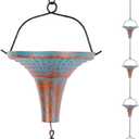 10 Ft Rain Chains for Gutters, Metal Rain Catcher Chain for Eaves Drainage, Rain Gutter Chains with 10 Blue Funnel Cups, Adjustable Rain Chain for Outdoor Decor