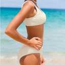 SOLY HUX Girl's V Neck Ring Linked Bikini Sets Bathing Suits Two Piece Swimsuit (White)