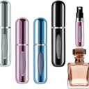 opasyo 4 Pcs Mini Refillable Perfume Portable Atomizer Bottle, 5ml Bottom-Fill Perfume Spray Scent Dispenser, Leak-Proof Travel Pump for Cologne, Aftershave & Purse (Silver/Pink/Blue/Black/)