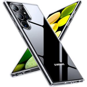 TORRAS Diamond Clear Designed for Samsung Galaxy S24 Ultra Case, 12FT Military Grade Drop Tested, Never Yellowing, Hard Back Soft Edge Slim Thin Shockproof Phone Case for Galaxy S24 Ultra 6.8", Clear