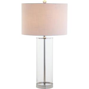 JONATHAN Y JYL2004A Harper 29" Glass LED Table Lamp Modern Contemporary Bedside Desk Nightstand Lamp for Bedroom Living Room Office College Bookcase LED Bulb Included, Clear/Chrome