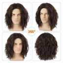 Mens Brown Curly Wig for Costume Middle Part 70S 80s Synthetic Funny Wigs for Retro Halloween Cosplay Party Use