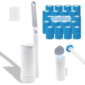 Toilet Brush with 120 Refills, White Toilet Cleaning Brush, Toilet Bowl Brush, Toilet Brush Refill for Efficient and Deep Scrub Toilet
