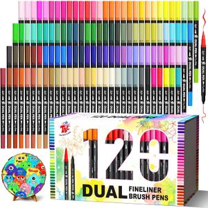 TBC The Best Crafts Dual Markers Brush Pens, 120 colors Art Marker Art Markers Gifts for Teens, Double Tip Colored Pen for Adult Coloring Books Coloring Writing