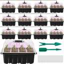 20 Pack Seed Starter Kit 240 Cell Seed Starter Tray with Grow Light Sprouting Tray with Adjustable Humidity Dome and Base Small Greenhouse for Indoors Grow Trays for Seedlings Plant Germination Trays