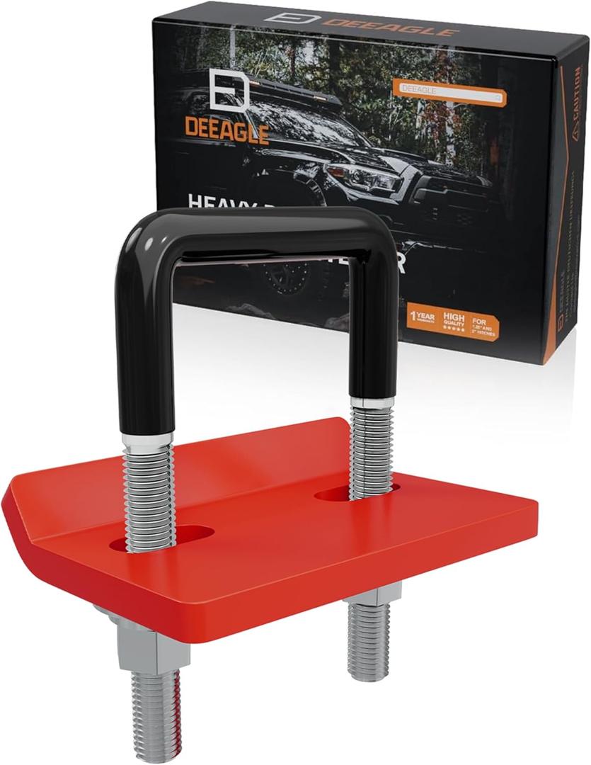 DEEAGLE Hitch Tightener Anti Rattle Stabilizer for 1.25" to 2" Trailer Hitches Reduce Movement On Hitch Mount Cargo Carrier Bike Rack Boat, RV Trailer Accessories, Black & Red