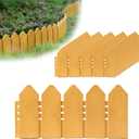 Landscape Edging Kit 6.7 in Tall Decorative Double-Sided Wood-Look Fence Garden Border, Flower Bed Edging with 30 Anchoring Spikes, 13.9 Foot Kit (Wood)