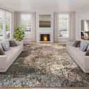 Arbosofe Modern Abstract Rug for Living Room, 8'x10' Washable Area Rug with Non-Slip Backing & Short Pile, Large Carpet with Abstract Pattern for Living Room Bedroom and Dining Floor Carpet Brown