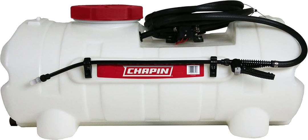 Chapin 97154 Tank Sprayer, 15Gallon, ATV/UTV, HeavyDuty Poly Tank, 12V Diaphragm Pump, 6" Wide Opening, Triple Filtration, 18" Wand & 15Ft Hose for Fertilizer, Weed & Pest Applications