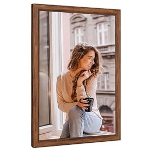30x40 Wood Frame Brown, Rustic Natural Wooden 40x30in Poster Picture Frame, Distressed 30 x 40inch Woodgrain Gallery Photo Frame with HD Plexiglass, Horizontal Vertical Wall Mounting Display 1pcs