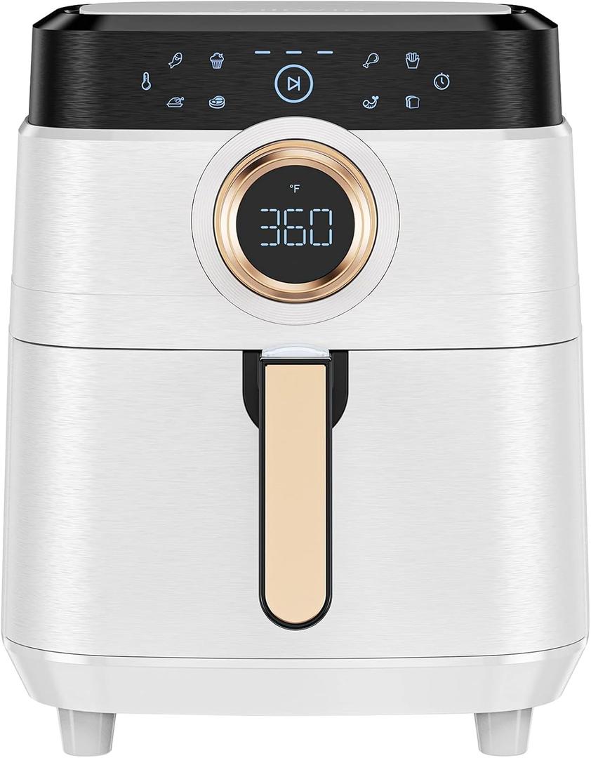 Air Fryer, ALLCOOL Airfryer Oven 8QT Large 1700W 8-in-1 with Touch Screen Air Fryers Dishwasher Safe Nonstick Basket Freidora de Aire 36 Recipes BPA & PFOA Free White