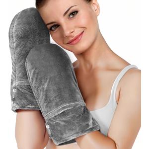Heated Mitts for Arthritis, Microwavable Hand Warmer for Women Men in Cases of Stiff Joints, Trigger Finger, Warm Therapy Mittens Unscented Hand Muff, Grey