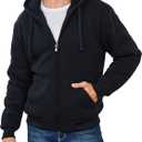 Hoodies for Men Full Zip Up Fleece Warm Thick Jackets Heavyweight Sherpa Lined Coat (X-Large, Black)
