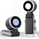 TriPole Portable Handheld Turbo Fan with Ice Cooling, 5 Speed Battery Rechargeable Foldable 3 in 1 Mini Fan, Neck & Desk Fan, Quiet Personal Fans for Outdoor, Travel, Camping, Hiking, Working (Black)