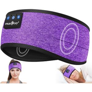 MUSICOZY Sleep Headphones Wireless, Bluetooth Headband Sports Sleeping Headphones Sleep Mask Earbuds Breathable Music Headband with Bluetooth 5.4, Perfect for Workout Running, Grape Purple