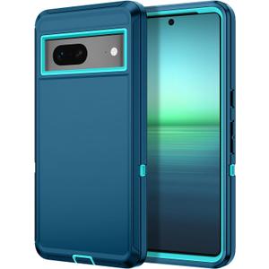 I-HONVA for Google Pixel 7 Case Shockproof Dust/Drop Proof 3-Layer Full Body Protection [Without Screen Protector] Rugged Heavy Duty Cover Case for Google Pixel 7 2022, Turquoise