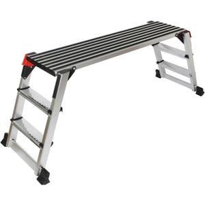 LEADALLWAY Aluminum Work Platform 50"x12" 2 Step Ladder Folding Portable Work Bench with Non-Slip Mat Capacity 660 LBS Heavy Duty