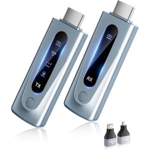 2025 Upgraded Wireless HDMI Transmitter and Receiver 328FT/100M, LED Display, 4K Decode 1080P@60Hz Ultra HD Video Output, Plug&Play 5G+2.4G for Video and Audio to Monitor from PC/Projector/TV Box Blue