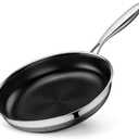 Innerwell Nonstick Frying Pans 9.5 Inch Hybrid Tri-Ply Stainless Steel Frying Pans Titanium Ceramic Nonstick Cooking Pan,PFAS/PFOA/PTFE Free,Compatible with All Cooktops