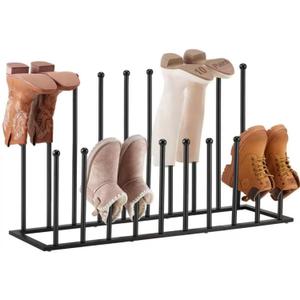 Housen Solutions 10 Pairs Boot Rack Organizer for Tall Boots, Large Capacity Metal Free Standing Shoe Racks, Black Cowboy Boot Holder Stand for Closet, Garage